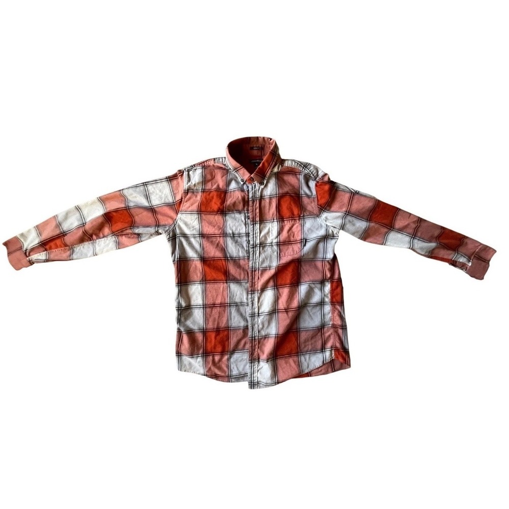 Eddie Bauer Mens Tall TL Red White Plaid Flannel Long Sleeve Button Down Shirt